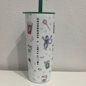 Starbucks White Tumbler with Colorful Illustrations